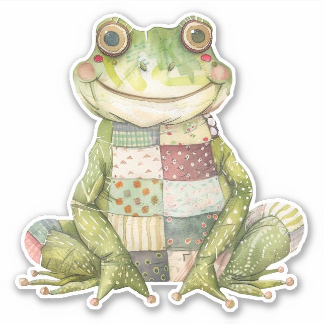 Patchwork Frog Sticker (Front)
