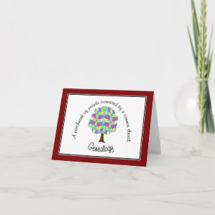 Patchwork Genealogy (Red) Note Card