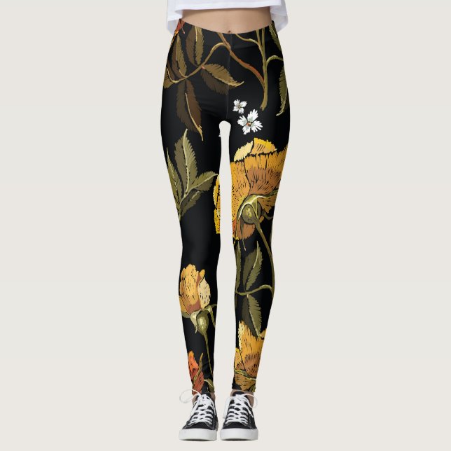 Patchwork Gentle: Hand Drawing Design Leggings (Front)