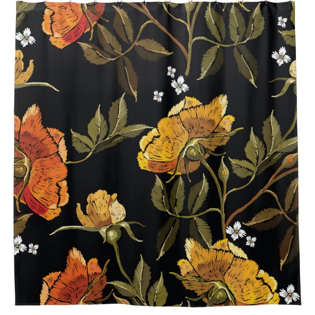 Patchwork Gentle: Hand Drawing Design Shower Curtain (Front)