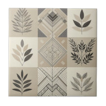 Patchwork Geometric Oatmeal Vintage Leaf