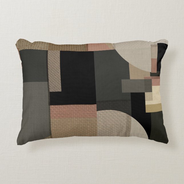Patchwork Geometric Pattern Decorative Cushion (Front)