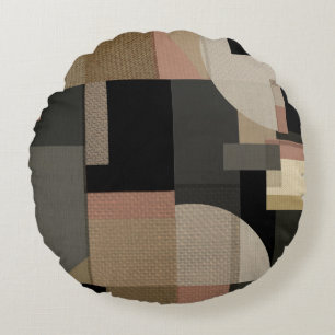 Patchwork Geometric Pattern Round Cushion