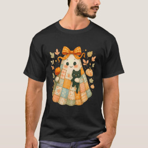 Patchwork Ghost with Cat and Caramel Apple T-Shirt