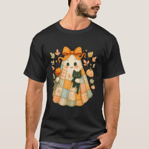 Patchwork Ghost with Cat and Caramel Apple T-Shirt