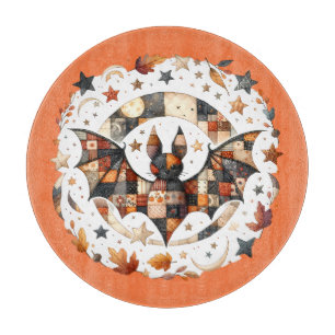 Patchwork Halloween Bat in Autumn Colours Cutting Board