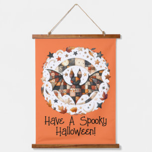 Patchwork Halloween Bat in Autumn Colours Hanging Tapestry