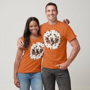 Patchwork Halloween Bat in Autumn Colours T-Shirt