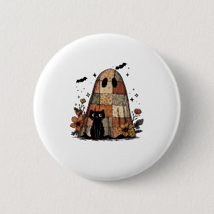 Patchwork Halloween Ghost black cat Essential T-Sh 6 Cm Round Badge
