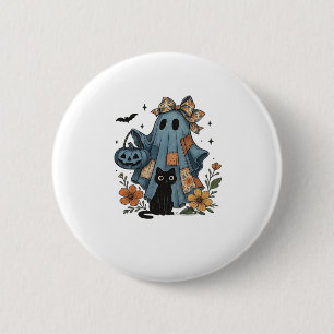 Patchwork Halloween Ghost black Cat Essential T-Sh 6 Cm Round Badge