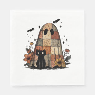 Patchwork Halloween Ghost black cat Essential T-Sh Napkin