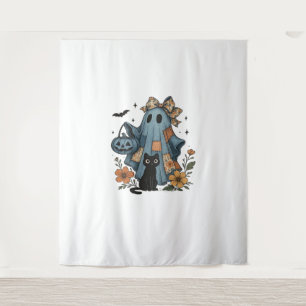 Patchwork Halloween Ghost black Cat Essential T-Sh Tapestry