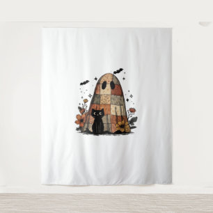Patchwork Halloween Ghost black cat Essential T-Sh Tapestry