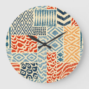 Patchwork Hand Drawn Textures Collection Large Clock