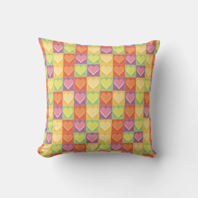 Patchwork Hearts Cushion (Front)