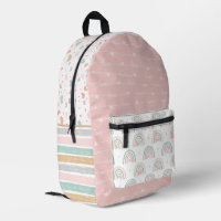 Patchwork Hearts Rainbow Kids Pinted Backpack     
