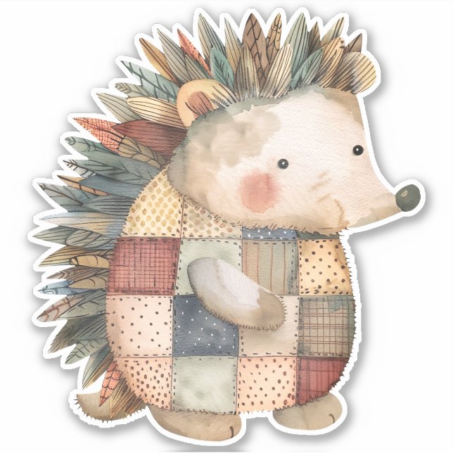 Patchwork Hedgehog Sticker (Front)