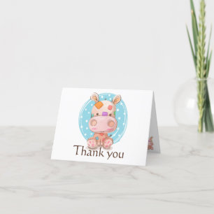 Patchwork Hippo Blue Thank You