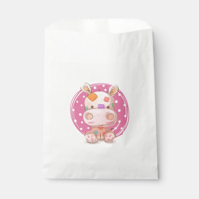 Patchwork Hippo Pink Favour Bags (Front)