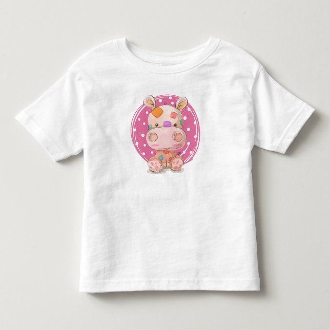 Patchwork Hippo Pink Toddler T-Shirt (Front)