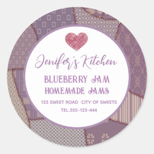 Patchwork homemade jam classic round sticker