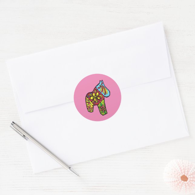Patchwork Horse Classic Round Sticker (Envelope)