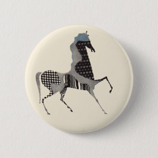  patchwork horse print 6 cm round badge (Front)
