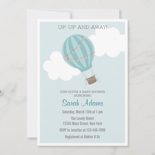 Patchwork Hot Air Balloon Baby Shower Invitation (Front)