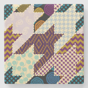 Patchwork Hounds-tooth: Vintage Seamless Backgroun Stone Coaster