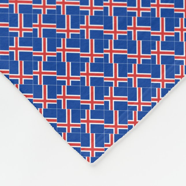 Patchwork Iceland Flag Pattern  Fleece Blanket (Corner)