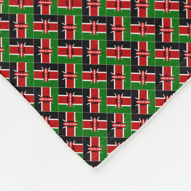 Patchwork Kenya Flag Pattern  Fleece Blanket (Corner)