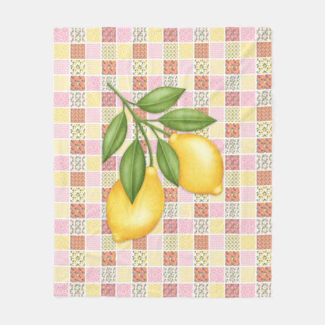 Patchwork Lemon Fleece Blanket (Front)