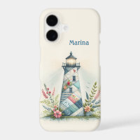 Patchwork Lighthouse Coastal Floral Scene