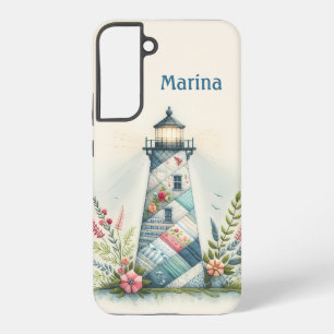 Patchwork Lighthouse Coastal Floral Scene Samsung Galaxy Case