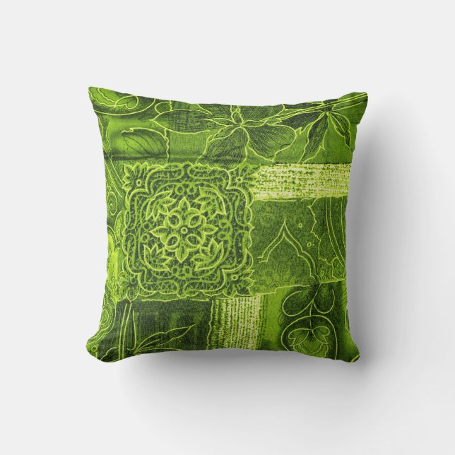 Patchwork Lime Green Pillow (Front)
