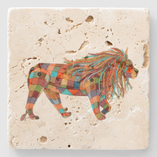 Patchwork Lion Stone Coaster
