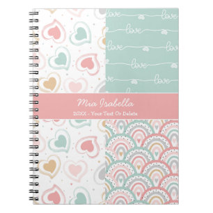 Patchwork Love Hearts Rainbow Pastel - Notebook