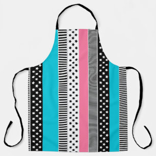 Patchwork made of multi-coloured strips of fabric  apron