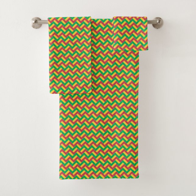 Patchwork Mali Flag Pattern  Bath Towel Set (Insitu)
