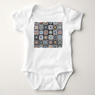 Patchwork Maori: Ethnic Carpet Design. Baby Bodysuit