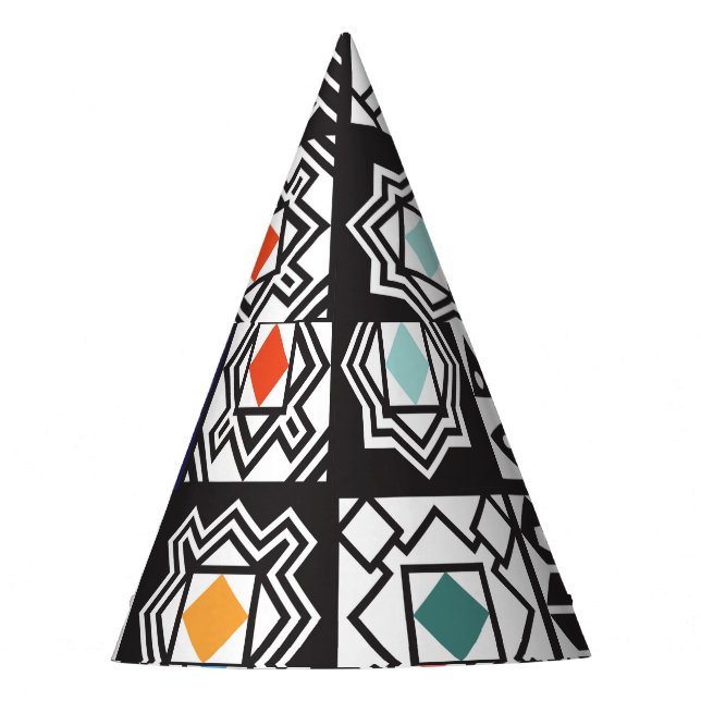 Patchwork Maori: Ethnic Carpet Design. Party Hat (Front)