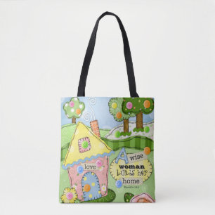 "Patchwork Meadow" Cottage Tote Bag w/ Scripture