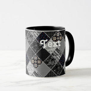 Patchwork monochrom black gray white patchwork qui mug