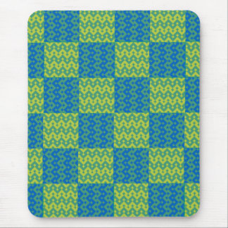 Patchwork Mousepad, Blue and Green Geometric Mouse Mat