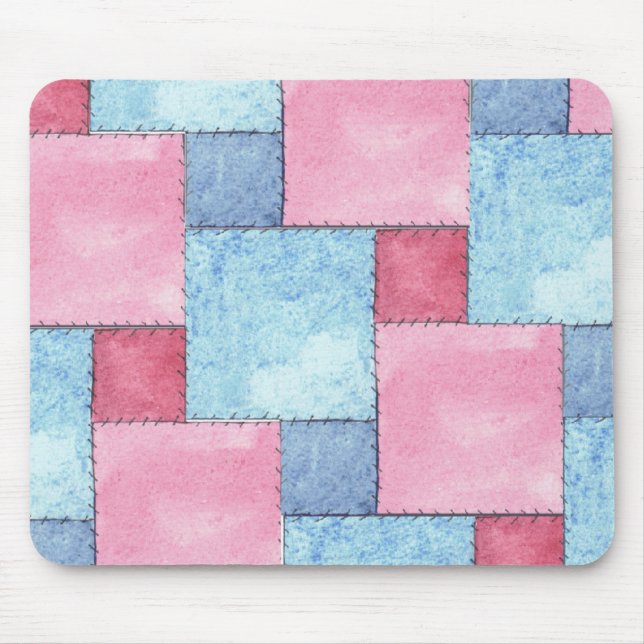 Patchwork Mousepad, Pinks, Blues Mouse Mat (Front)