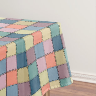 Patchwork multicolored rustic retro sixties tablecloth