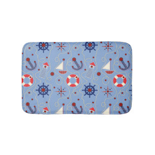 Patchwork Nautical Design Bath Mat