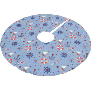 Patchwork Nautical Design Brushed Polyester Tree Skirt