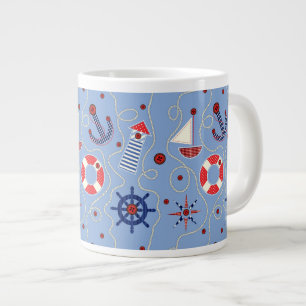 Patchwork Nautical Design Large Coffee Mug
