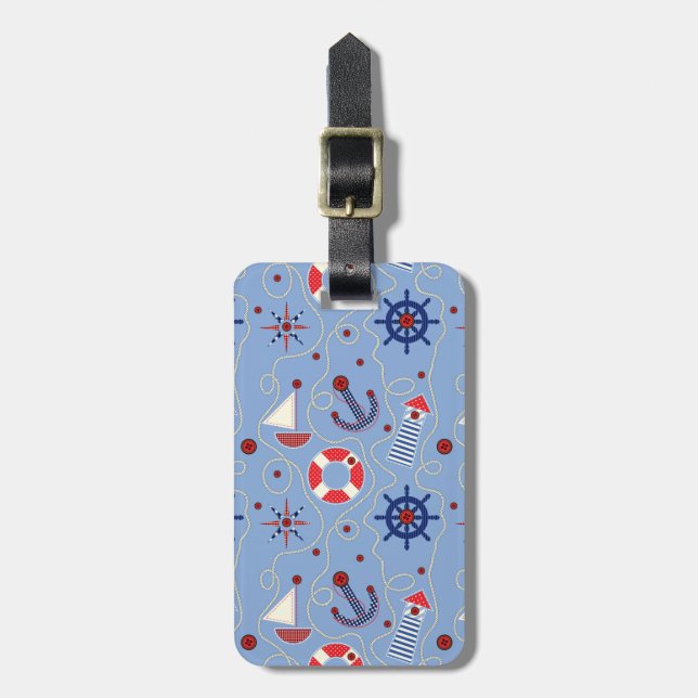 Patchwork Nautical Design Luggage Tag (Front Vertical)